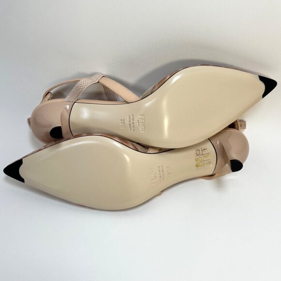 Fendi Colibrí Lite Pointed Toe Slingback Pump Kitten Heel Rose Women Size 38.5 - Picture 8 of 11